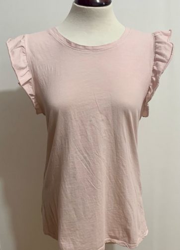 Camiseta Manga Volante Rosa